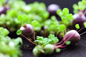 Canvas Print - Mass cultivation of microgreens for healthy organic and baby food, created with generative ai