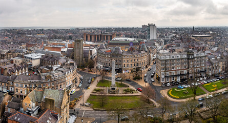 Sticker - Aerial view of the Victorian architecture of Prospect Square in Harrogate