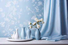 Aesthetic Of Flowers In Vase Pastel Blue Tone