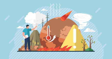 Wall Mural - climate change weather global greenhouse warming risks. waste disposal, air and water pollution. glo