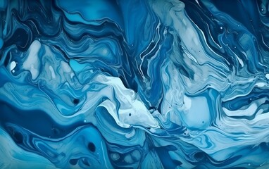  Abstract blue marble background. Generative AI technology.	