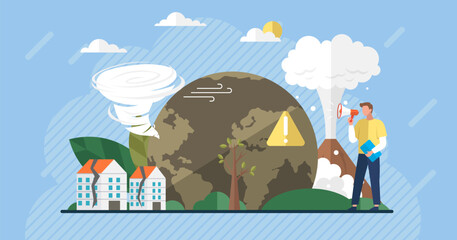 Wall Mural - planet earth with thermometer, global warming concept. increase temperature earth. ozone layers and 