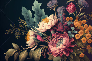 Sticker - Digitally crafted vintage floral wallpaper