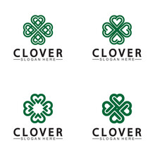 Four Leaf Clover Ornamental Logo Template Illustration Design.