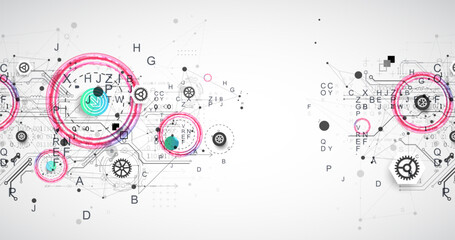 Abstract technology concept. Circuit board, color background.