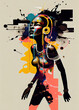 © ADDICTIVE STOCK - Creative Afrofuturist Illustration of Woman with Headphones. Generative AI
