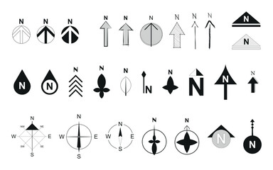 vector set with several norths - ideal for use in projects and graphic representations.