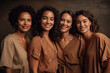 © ADDICTIVE STOCK - Portrait of multiracial women in studio looking at camera over brown background. Generative AI