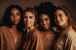 © ADDICTIVE STOCK - Portrait of multiracial women in studio looking at camera over brown background. Generative AI