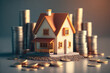 © ADDICTIVE STOCK - Cottage representing housing bubble among coins
