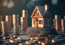 Cottage Representing Housing Bubble Among Coins