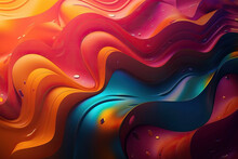 Abstract Colorful Metallic Wavy Background. Generative AI
