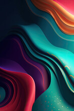 Abstract Colorful Metallic Wavy Background. Generative AI