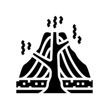 Stratovolcano Lava Glyph Icon Vector Illustration
