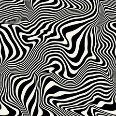 Wall Mural - vector seamless pattern. abstract striped texture with bold monochrome waves. creative background wi