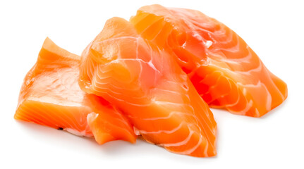 slice of fresh raw salmon on white background. Generative AI