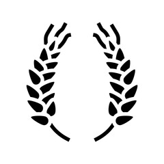 Sticker - wreath ears of wheat glyph icon vector illustration