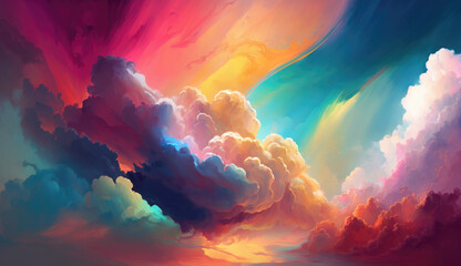 Wall Mural - Rainbow Clouds Dusk created with Generative AI Technology, ai, generative