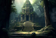 Ancient temple in archaeological site country in the forest. Generative AI.