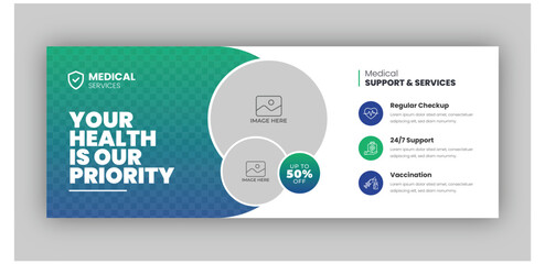 Wall Mural - medical healthcare facebook timeline cover and web banner template