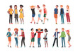 © topvectors - Happy Teenagers Friends Talking Standing Together Vector Set