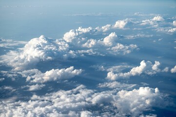 Sticker - Beautiful aerial view of puffy clouds in the sky