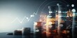© YuDwi Studio - Double exposure graph and row of coins for finance and business concept by ai generative
