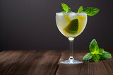Fototapeta  - Lemoniada z cytryną i lodem, mięta . Ilustracja wygenerowana przy użyciu AI