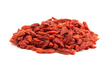 Wall Mural - Dried Red Goji Berries Isolated on a White Background