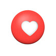 Ícono de notificación de redes sociales en burbuja circular 3D de corazón 
