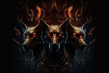 concept of mythical three headed hound Cerberus