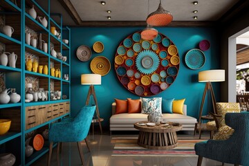 Wall Mural - interior design shop, showcasing colorful and stylish home decor items, created with generative ai