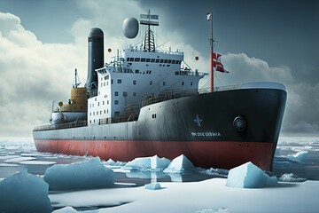 Canvas Print - fast cargo ship for sea voyages icebreaker, created with generative ai