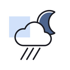 Wall Mural - Raincloud with moon vector  icon. Weather sign