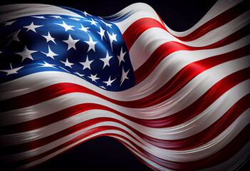 Wall Mural - United States Flag On Black Background. free space. top wiew. Generate Ai.