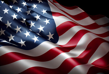 Wall Mural - United States Flag On Black Background. free space. top wiew. Generate Ai.