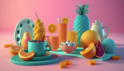 Wall Mural - breakfast table generative ai