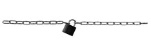 Two Chains Linked By A Padlock Isolated