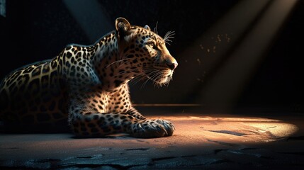 Wall Mural - dramatic scene of a leopard. created with generative ai.