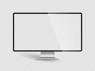 Wall Mural - Isolated desktop pc monitor mockup without background with blank screen. Stock royalty free illustration