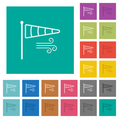 Poster - Windsock indicator with wind outline square flat multi colored icons