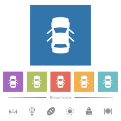 Sticker - Car open doors dashboard indicator flat white icons in square backgrounds