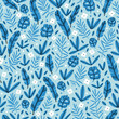 Blue jungle leaves tropical pattern