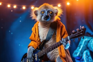 Lemur Rock Star Musician Pose Generative AI