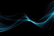 © imlane - Smooth abstract wavy blue curves on black background with copy spac