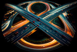 Fototapeta Przestrzenne - Traffic trails on highway intersection