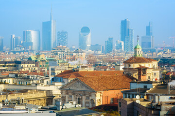 Poster - Milan city Old town and modern skyline, Italy