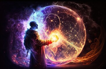 Wall Mural - unleashing the mystic light of plasma into creation generative ai