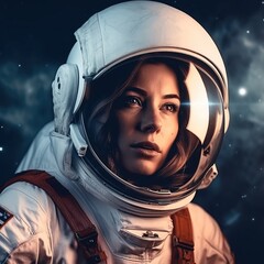 Wall Mural - an astronaut exploring an alien planet. a high-tech astronaut from the future. generative ai art.