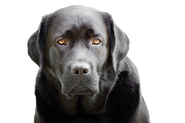 Wall Mural - Portrait of a black labrador retriever isolate on a white background. Animal, pet. A big dog.